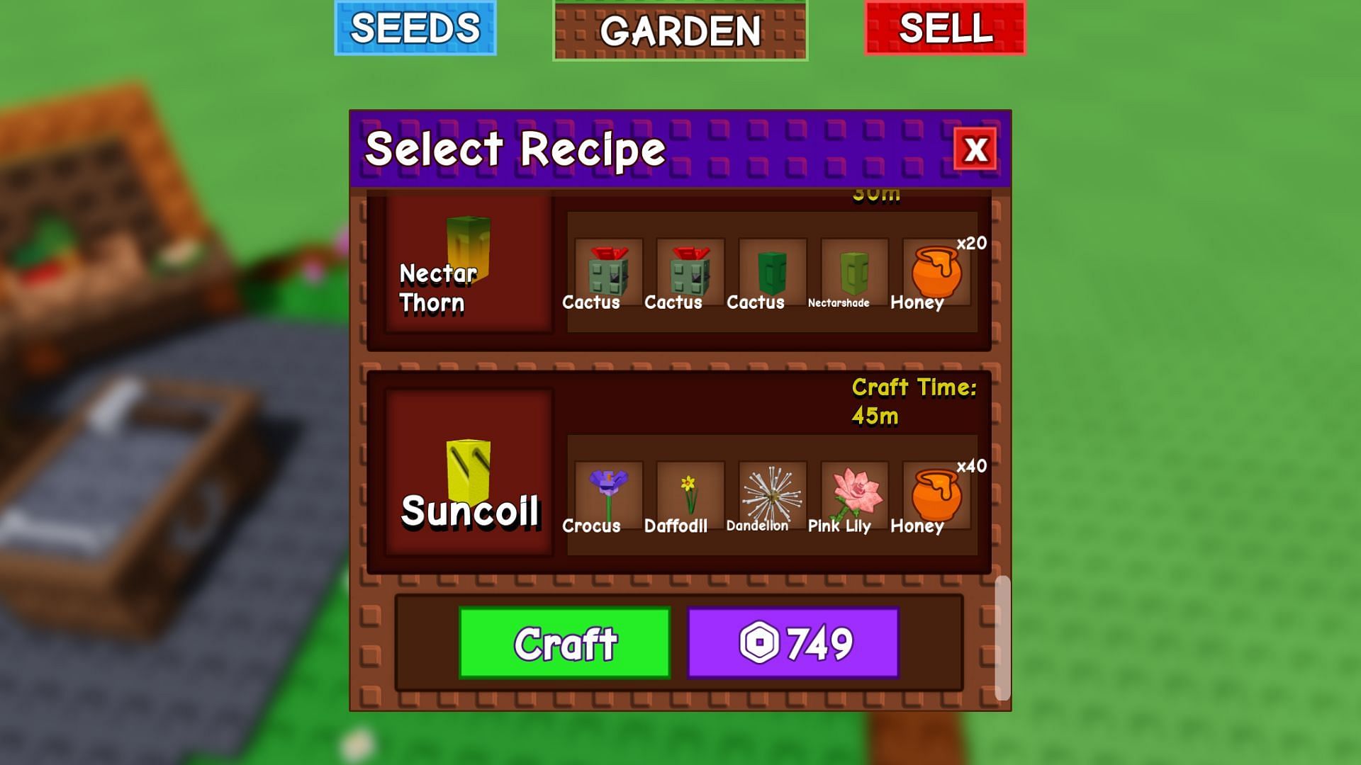 You need to craft the Suncoil Seed (Image via Roblox)